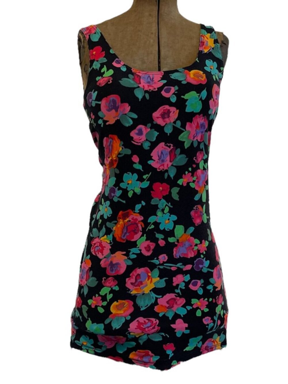 Vintage O'Neill Reversible Floral Stripe mini dress L